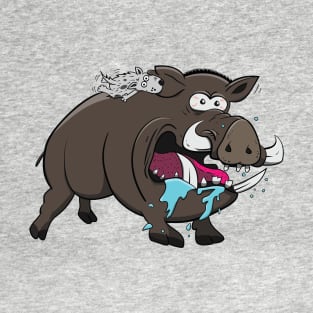 Hunting Dog Latched onto Wild Hogs Ear T-Shirt